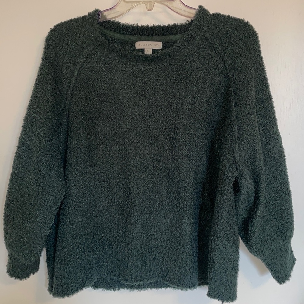 Heavenly soft hunter green cropped 3/4 sleeve sweater EUC